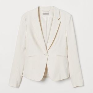 Cream/White H&M Fitted Blazer with White Button, size 2